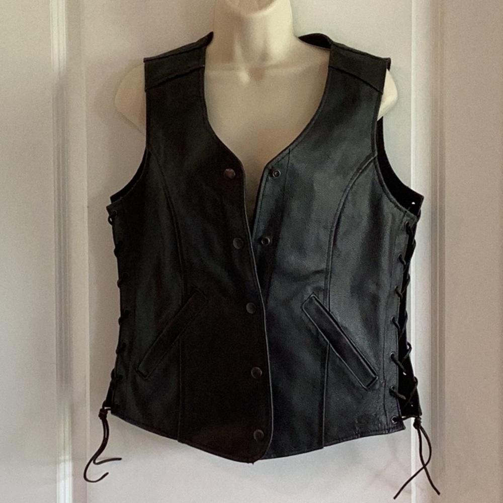 Genuine Leather Motorcycle Vest Wm Sz. Sm